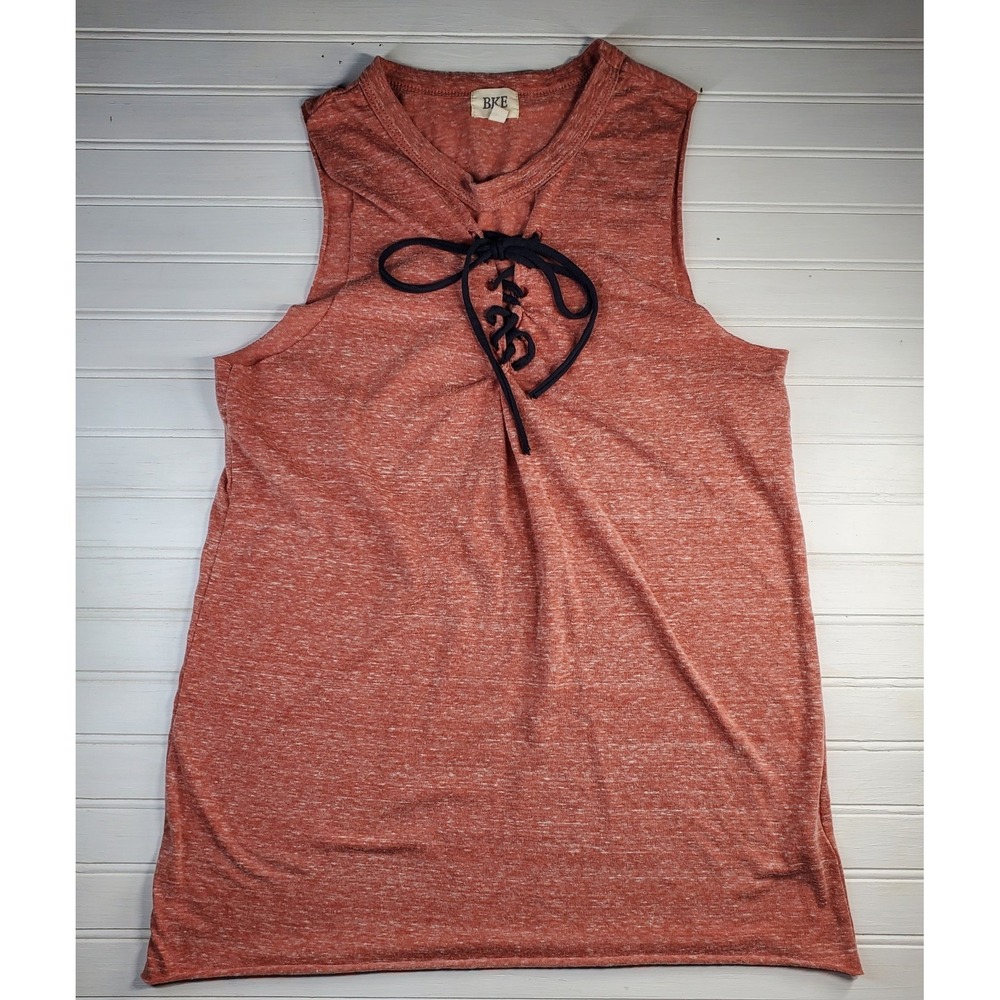 BKE Womens Size S Small Tank Top Hearthed Muted Red‎ Front Tie Super Soft Chick